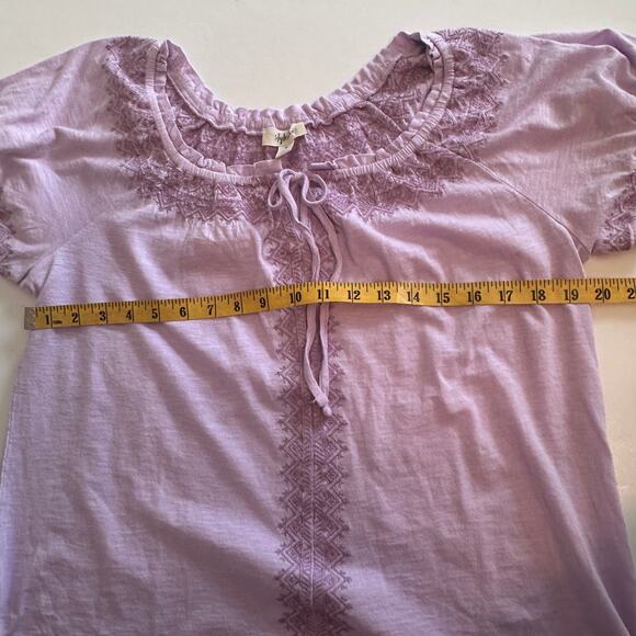 Style & Co Embroidered Top Womens Medium Lilac Knit Peasant Boho Pink-Lavender - Picture 7 of 9